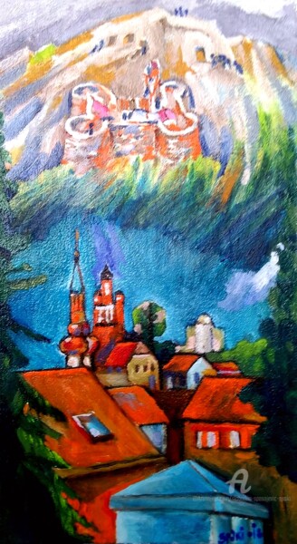 Peinture intitulée "Et au dessus de Zem…" par Slobodan Spasojevic (Spaki), Œuvre d'art originale, Huile