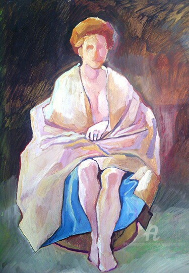 Painting titled "Acte assis" by Slobodan Spasojevic (Spaki), Original Artwork, Oil