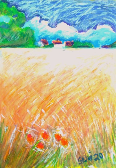 Malerei mit dem Titel "Un simple paysage r…" von Slobodan Spasojevic (Spaki), Original-Kunstwerk, Öl