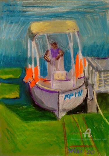 Painting titled "Sur l'eau" by Slobodan Spasojevic (Spaki), Original Artwork, Pastel