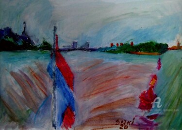 Painting titled "La confluence de la…" by Slobodan Spasojevic (Spaki), Original Artwork, Pastel