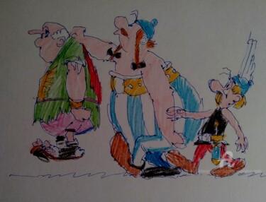 Zeichnungen mit dem Titel "Asterix et Obelix" von Slobodan Spasojevic (Spaki), Original-Kunstwerk, Bleistift