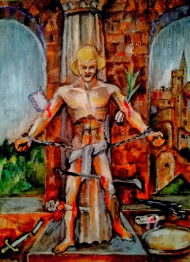 Painting titled "Sebastille" by Slobodan Spasojevic (Spaki), Original Artwork, Pastel