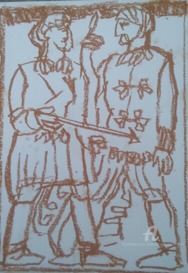 Drawing titled "Munze konza Dixneuf…" by Slobodan Spasojevic (Spaki), Original Artwork, Pastel