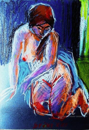 Pintura titulada "Femme nue assise" por Slobodan Spasojevic (Spaki), Obra de arte original, Pastel