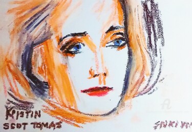 Peinture intitulée "Portrait d'actrice" par Slobodan Spasojevic (Spaki), Œuvre d'art originale, Pastel