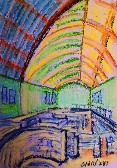 Schilderij getiteld "Palais de roi Galer…" door Slobodan Spasojevic (Spaki), Origineel Kunstwerk, Pastel