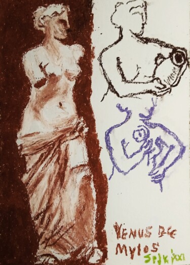Malerei mit dem Titel "Venus de Mylos "les…" von Slobodan Spasojevic (Spaki), Original-Kunstwerk, Pastell