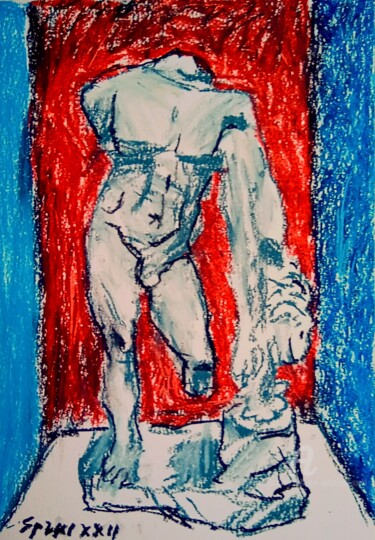 Peinture intitulée "Avec conge anuel, v…" par Slobodan Spasojevic (Spaki), Œuvre d'art originale, Pastel