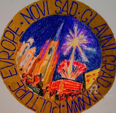 Schilderij getiteld "NOVI SAD la capital…" door Slobodan Spasojevic (Spaki), Origineel Kunstwerk, Pastel