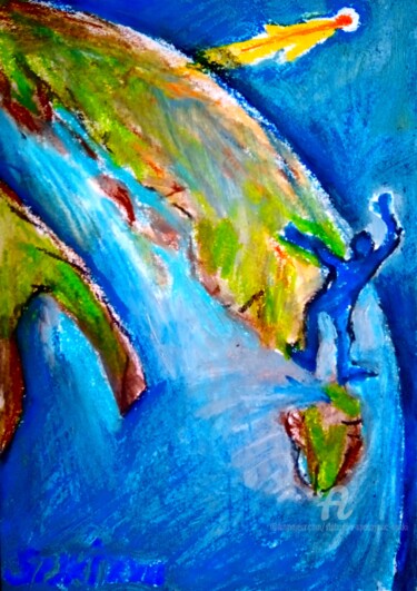 Peinture intitulée "Arreter la terre: j…" par Slobodan Spasojevic (Spaki), Œuvre d'art originale, Pastel