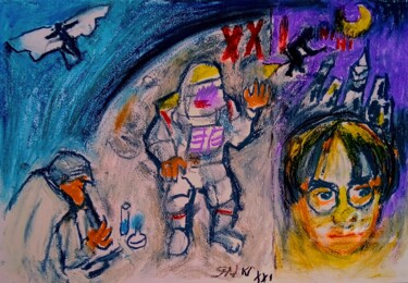 Painting titled "Progression vers l'…" by Slobodan Spasojevic (Spaki), Original Artwork, Pastel