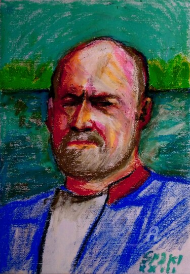 Картина под названием "Demi en-face portra…" - Slobodan Spasojevic (Spaki), Подлинное произведение искусства, Пастель