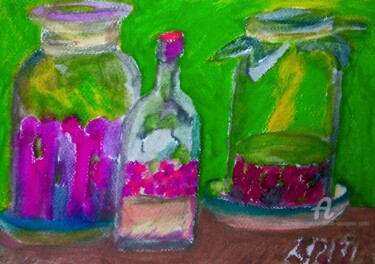 Peinture intitulée "Trois liqueurs de:c…" par Slobodan Spasojevic (Spaki), Œuvre d'art originale, Pastel