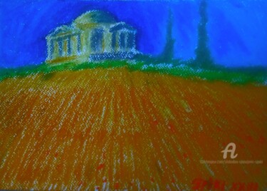 Schilderij getiteld "Toscana" door Slobodan Spasojevic (Spaki), Origineel Kunstwerk, Pastel