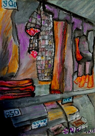 绘画 标题为“Au marche” 由Slobodan Spasojevic (Spaki), 原创艺术品, 粉彩