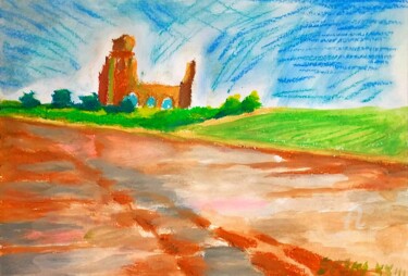 Painting titled "Ruines de la basili…" by Slobodan Spasojevic (Spaki), Original Artwork, Pastel