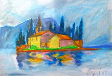 Malerei mit dem Titel "Paysage maritime" von Slobodan Spasojevic (Spaki), Original-Kunstwerk, Pastell