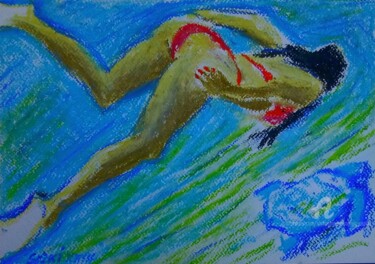 Картина под названием "Plongee libre" - Slobodan Spasojevic (Spaki), Подлинное произведение искусства, Пастель
