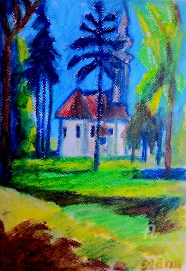 Schilderij getiteld "Parc de la ville Ze…" door Slobodan Spasojevic (Spaki), Origineel Kunstwerk, Pastel