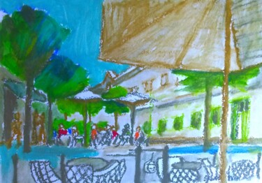 Painting titled "Au cafe "Comme avan…" by Slobodan Spasojevic (Spaki), Original Artwork, Pastel