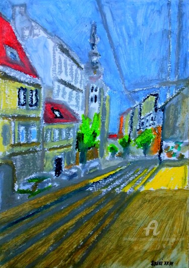 Картина под названием "Wiena, simple rue,…" - Slobodan Spasojevic (Spaki), Подлинное произведение искусства, Пастель