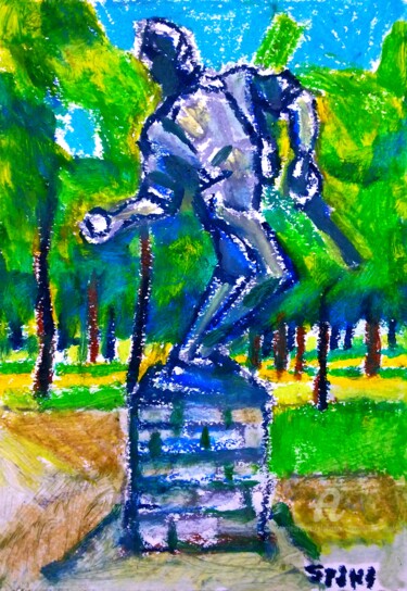 Malerei mit dem Titel "Bombardier monument…" von Slobodan Spasojevic (Spaki), Original-Kunstwerk, Pastell