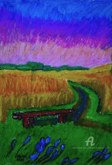Peinture intitulée "L'aube, quelque part" par Slobodan Spasojevic (Spaki), Œuvre d'art originale, Pastel