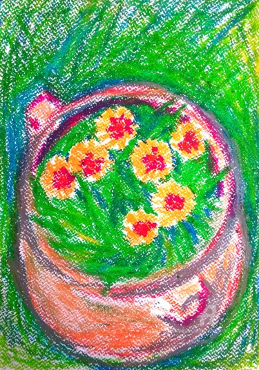 Malerei mit dem Titel "Le fleur jeune dans…" von Slobodan Spasojevic (Spaki), Original-Kunstwerk, Pastell