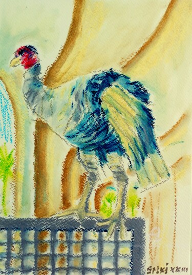 Schilderij getiteld "Les oiseaux" door Slobodan Spasojevic (Spaki), Origineel Kunstwerk, Pastel