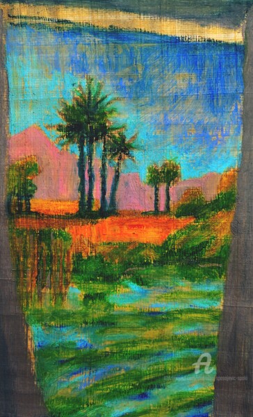 Ζωγραφική με τίτλο "Les rives du Nil" από Slobodan Spasojevic (Spaki), Αυθεντικά έργα τέχνης, Παστέλ