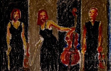 Malarstwo zatytułowany „Fin du concert” autorstwa Slobodan Spasojevic (Spaki), Oryginalna praca, Pastel