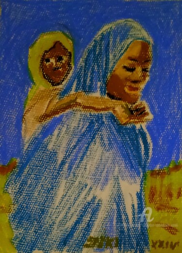 Pintura intitulada "La femme Arabe et l…" por Slobodan Spasojevic (Spaki), Obras de arte originais, Pastel