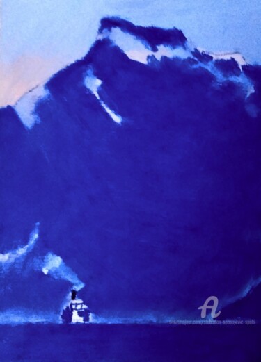 Pittura intitolato "Rhapsodie en. bleu" da Slobodan Spasojevic (Spaki), Opera d'arte originale, Pastello