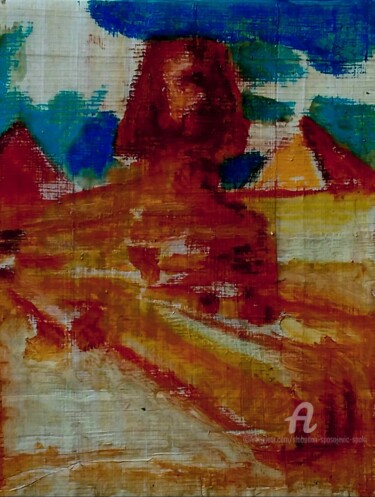 Schilderij getiteld "Plateux de Giza" door Slobodan Spasojevic (Spaki), Origineel Kunstwerk, Pastel