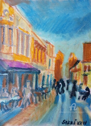 Painting titled "Place magistratique" by Slobodan Spasojevic (Spaki), Original Artwork, Pastel