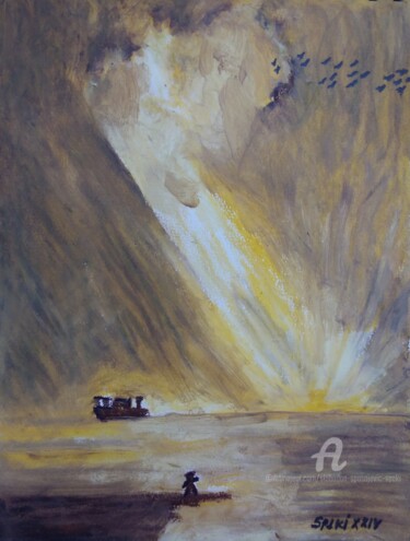 Malerei mit dem Titel "Coucher de soleil:…" von Slobodan Spasojevic (Spaki), Original-Kunstwerk, Pastell