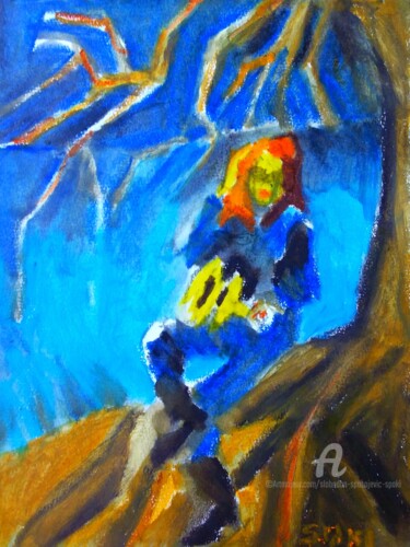 Malerei mit dem Titel "Ca sonne, riviere" von Slobodan Spasojevic (Spaki), Original-Kunstwerk, Pastell