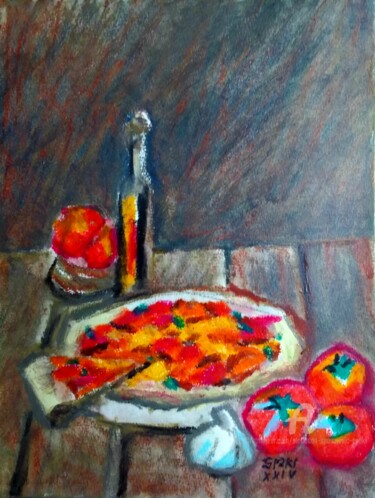 제목이 "Pizza"인 미술작품 Slobodan Spasojevic (Spaki)로, 원작, 파스텔