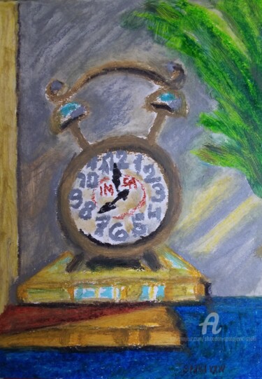 Painting titled "Anciene montre mech…" by Slobodan Spasojevic (Spaki), Original Artwork, Pastel