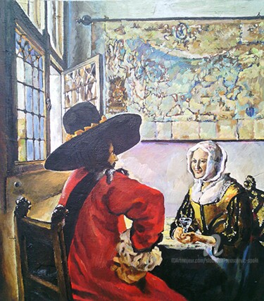 Painting titled "Copie de oeuvre Ver…" by Slobodan Spasojevic (Spaki), Original Artwork, Oil Mounted on Wood Panel