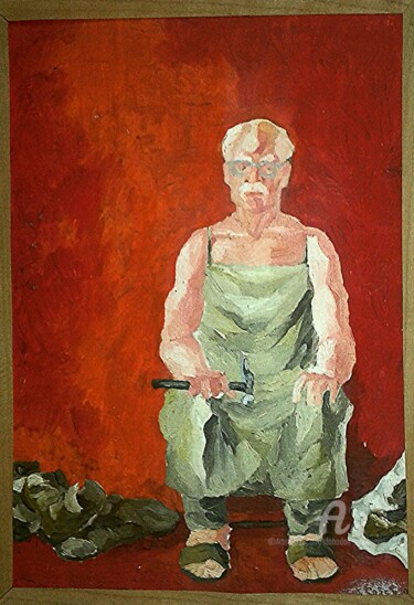 Peinture intitulée "Mon pere" par Slobodan Spasojevic (Spaki), Œuvre d'art originale, Huile