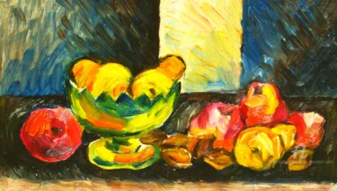 Painting titled "Les fruites sur mon…" by Slobodan Spasojevic (Spaki), Original Artwork, Oil