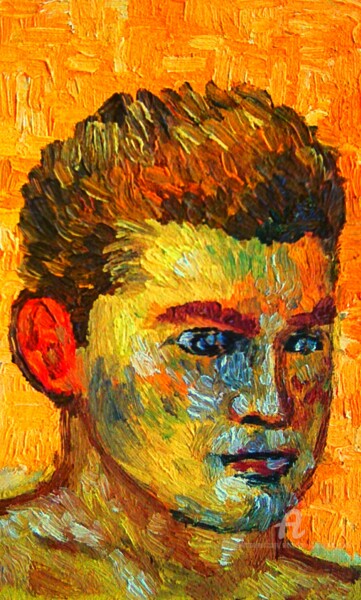 Peinture intitulée "Mon premier portrai…" par Slobodan Spasojevic (Spaki), Œuvre d'art originale, Huile