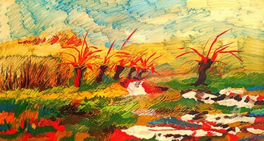 Peinture intitulée "Sur le champ" par Slobodan Spasojevic (Spaki), Œuvre d'art originale, Huile