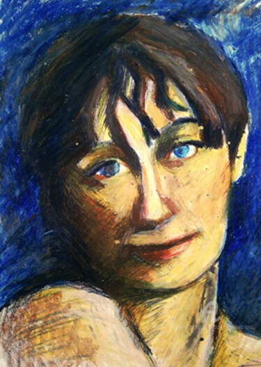 Schilderij getiteld "Le portrait de femme" door Slobodan Spasojevic (Spaki), Origineel Kunstwerk, Olie