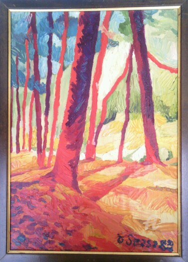 Painting titled "Le foret" by Slobodan Spasojevic (Spaki), Original Artwork, Oil