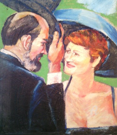 Painting titled "Bon jour mademoisel…" by Slobodan Spasojevic (Spaki), Original Artwork, Oil