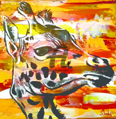 Peinture intitulée "Girafe" par S'Lody, Œuvre d'art originale, Acrylique