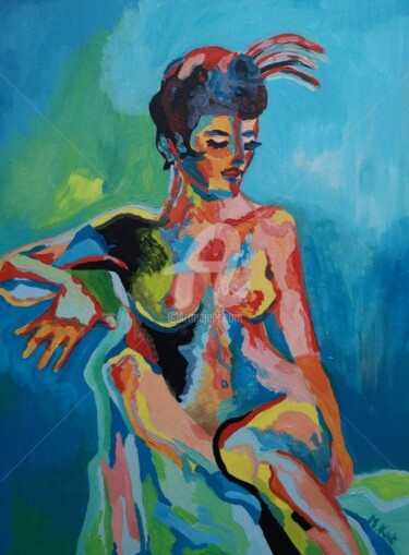 Peinture intitulée "kobieta" par Slonykarmel, Œuvre d'art originale, Huile